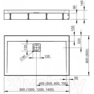 Душевой поддон Radaway Argos D900x1200 / 4AD912-01