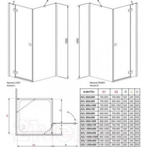 Душевой уголок Radaway Almatea KDJ 90 R / 32102-01-12NR