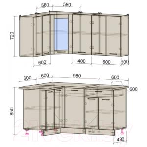 Готовая кухня Интерлиния Мила 12x16