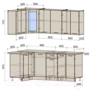 Готовая кухня Интерлиния Мила 12x20