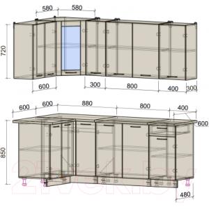 Готовая кухня Интерлиния Мила 12x21