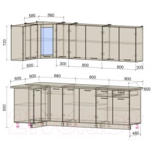 Готовая кухня Интерлиния Мила 12x25