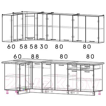 Готовая кухня Интерлиния Мила 12x25