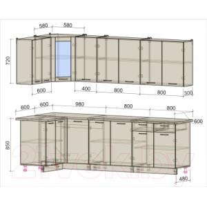 Готовая кухня Интерлиния Мила 12x26