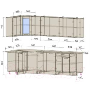 Готовая кухня Интерлиния Мила 12x27