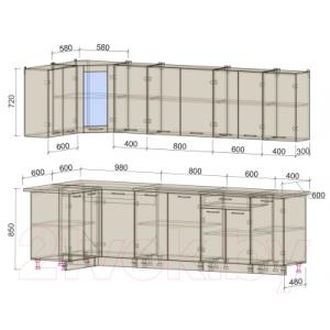 Готовая кухня Интерлиния Мила 12x28