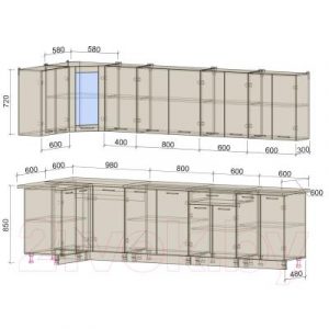 Готовая кухня Интерлиния Мила 12x30