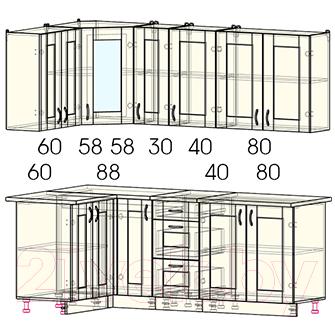 Готовая кухня Интерлиния Мила Хольц 12x21