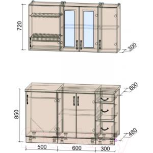 Готовая кухня Интерлиния Мила Крафт 1.4Б