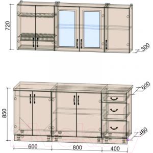 Готовая кухня Интерлиния Мила Крафт 1.8А