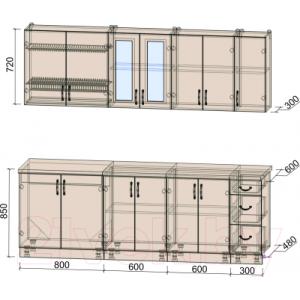 Готовая кухня Интерлиния Мила Крафт 2.3А