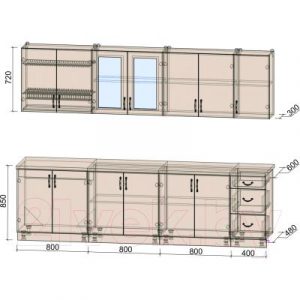 Готовая кухня Интерлиния Мила Крафт 2.8А