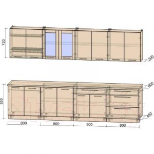 Готовая кухня Интерлиния Мила Пластик 3.2 Б