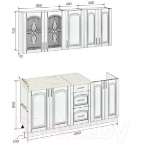 Готовая кухня Кортекс-мебель Корнелия Ретро 1.8м