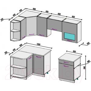 Готовая кухня ВерсоМебель Эко 6 1.2x2.2 правая