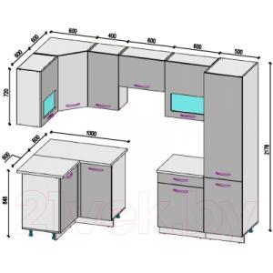 Готовая кухня ВерсоМебель ЭкоЛайт-6 1.2x2.7 левая