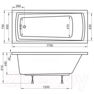 Ванна акриловая Ravak Domino Plus 170x75